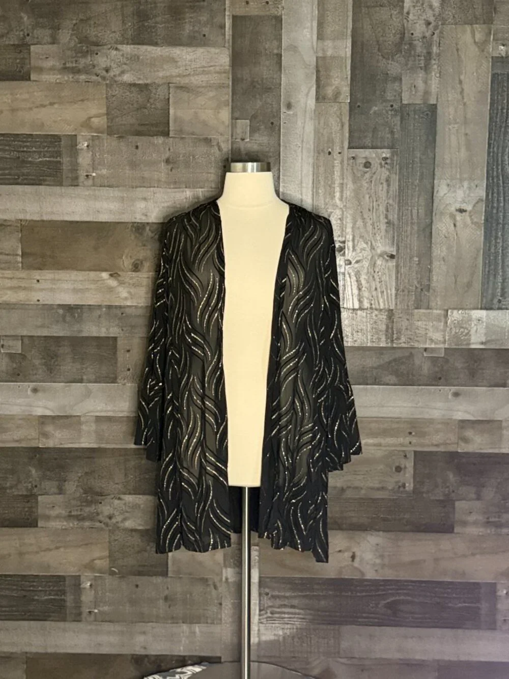 NWT! Avenue sheer black wrap size 26 velvet gold glam cocktail party formal